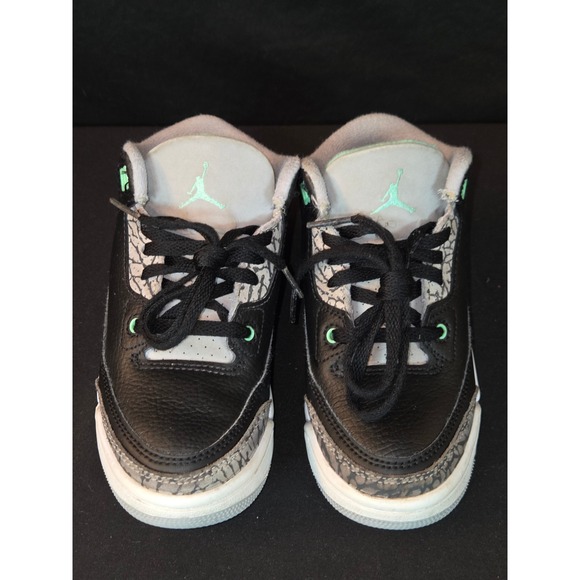 Air Jordan 3 Retro Toddler Shoes 11C Black Mint Green Elephant Print DM0966 031 - Picture 2 of 11